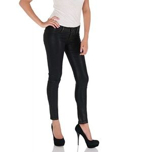 New / NWT Flying Monkey Women Black Exposed Stitching Coated Skinny Jeggings 28